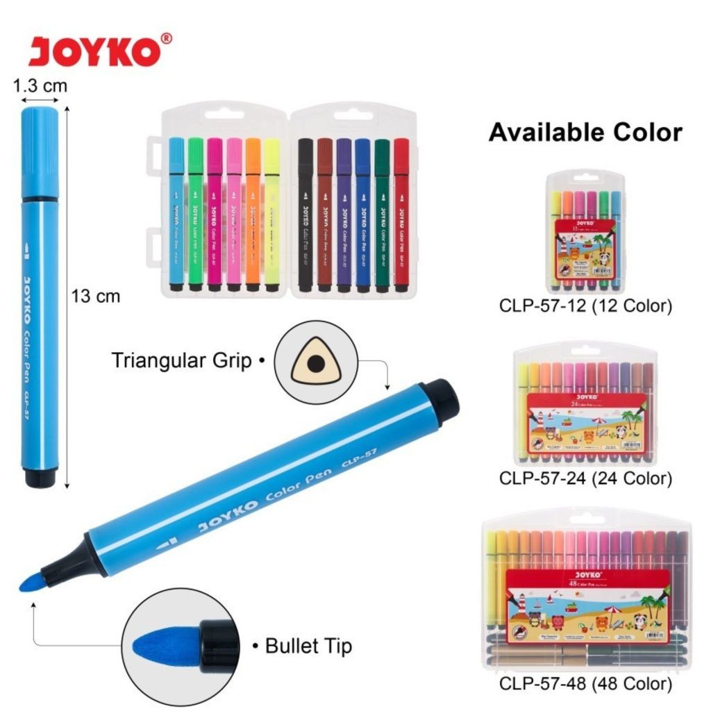 

Color Pen Joyko CLP-57-24 / CLP-57-48 Pena Warna 12 & 48 Warna - SHABQ