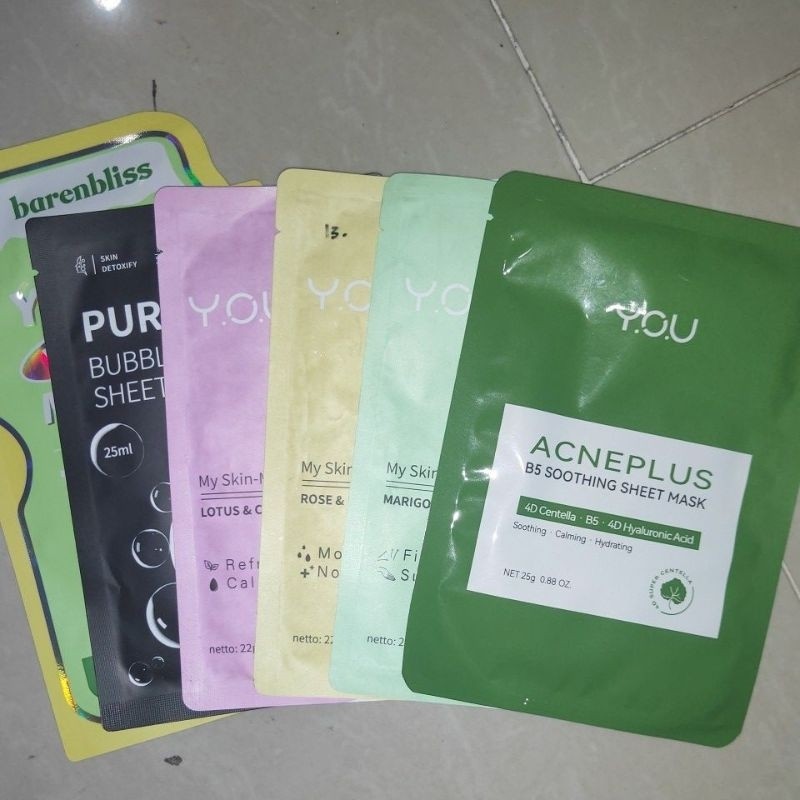 {100% ORI}SALE Bnb Yogurt Vit+ Mask Tea Tree // YOU AcnePlus B5 Shooting Sheet Mask // YOU My Skin-M