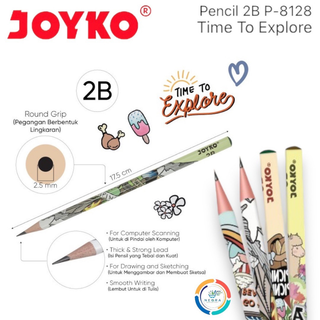 

Joyko Pencil 2B Explorer P-8128 | @12Pensil,pensil pack,pensil murah