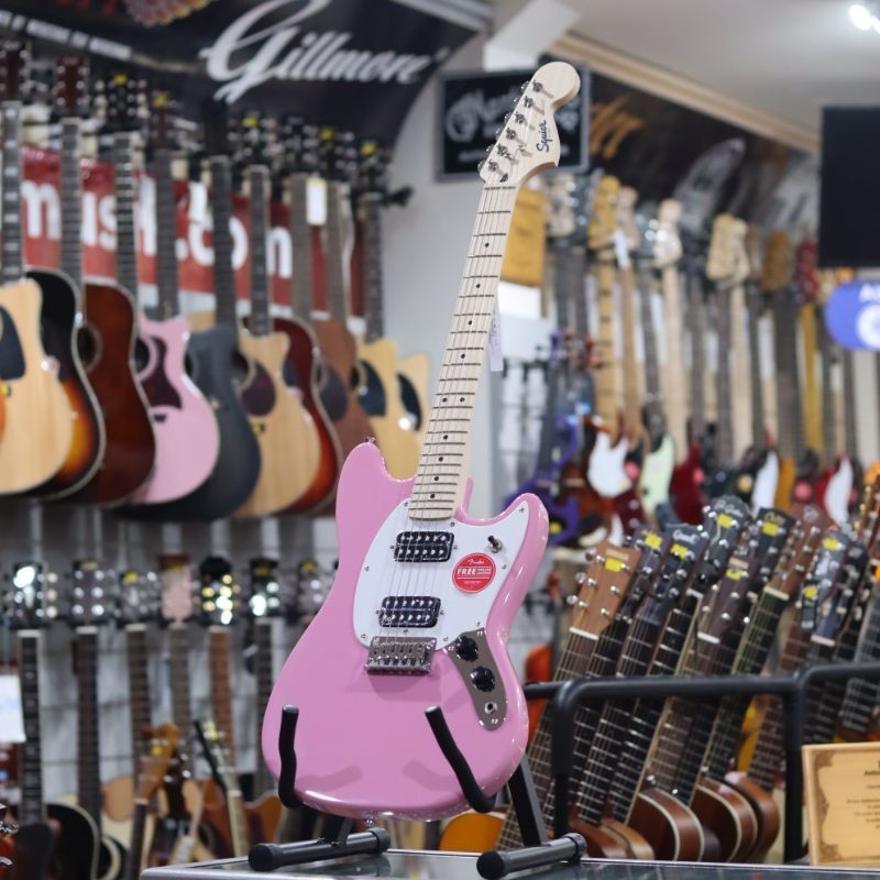 promo diskon 70% Squier Sonic Mustang HH Maple Flash Pink - Gitar Elektrik