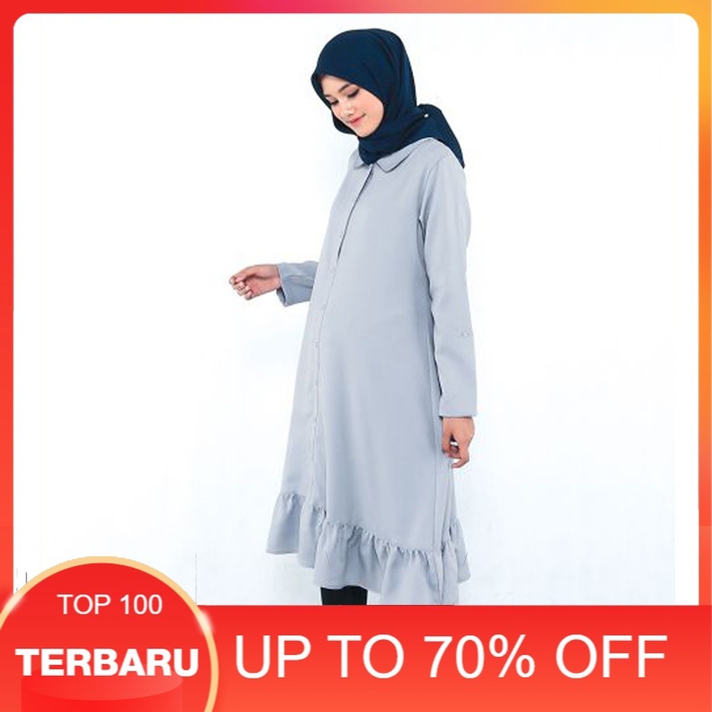 CUCI GUDANG TUNIK PERY PHERY WARNA GREY ATASAN WANITA - tunik korean style | tunik elegan simple | b