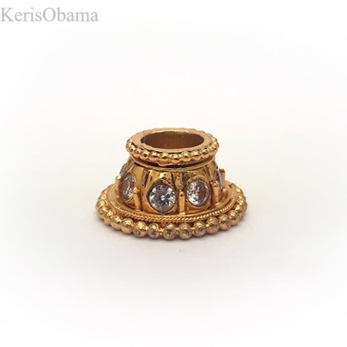 

Mendak Keris Tembaga Model Kendit Hiasan Batu Zircon Mewah Antik