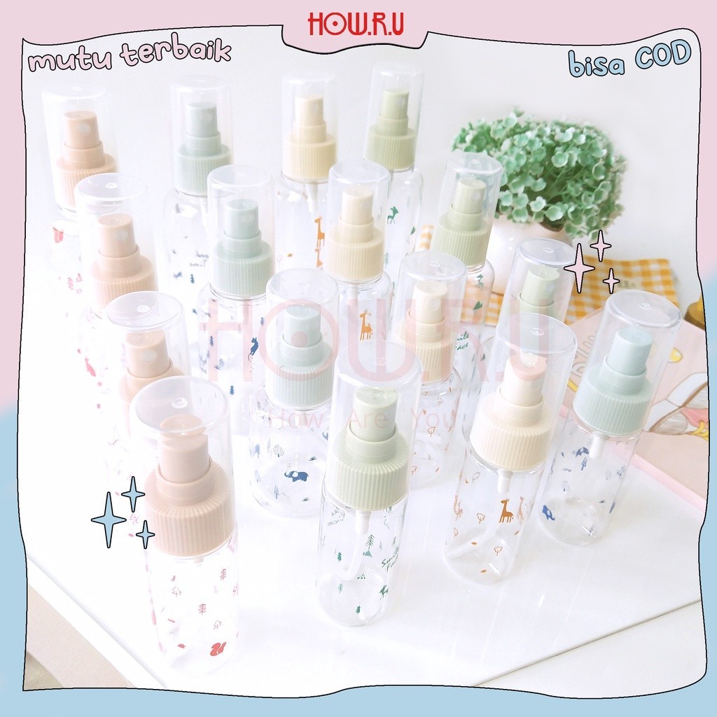 35 - 50 - 75 - 100ml - Botol Spray Lucu PET / Tebal / Import / Tempat Disinfektan / Facemist