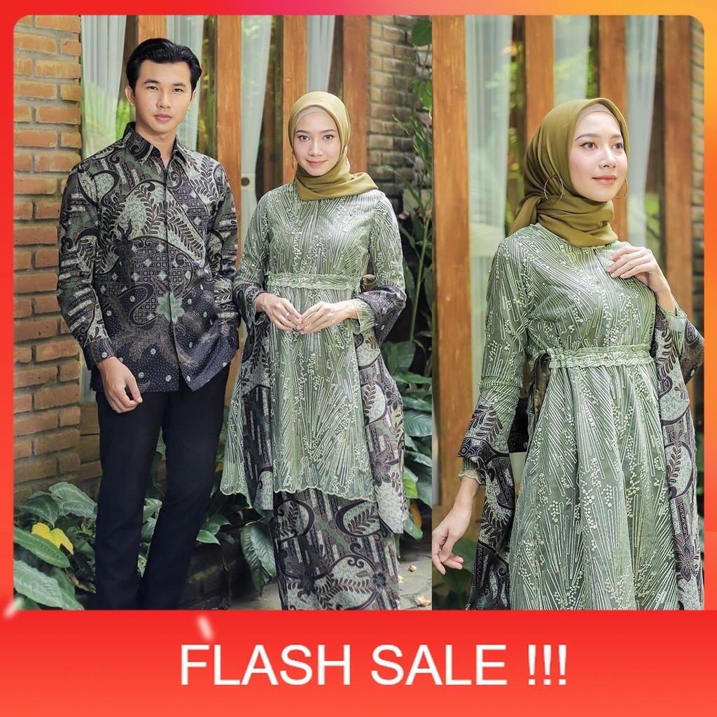 PROMO NAYAKA BATIK - Batik Couple Hyuna Tunik Kebaya Couple Modern - Baju Couple Pasangan Kebaya Bru