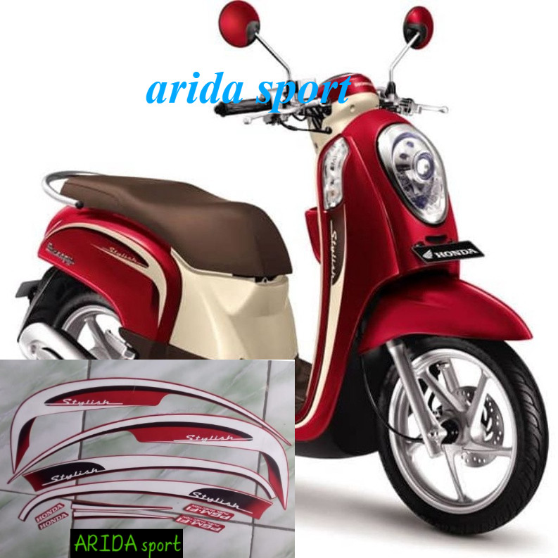 striping stiker  honda scoopy  stylish cw fi 2013 merah motif striping original scoopy