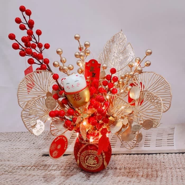 

Hampers Imlek Bunga CNY CAISEN - Vas Set Bunga CNY Dekorasi Imlek Pajangan GB046