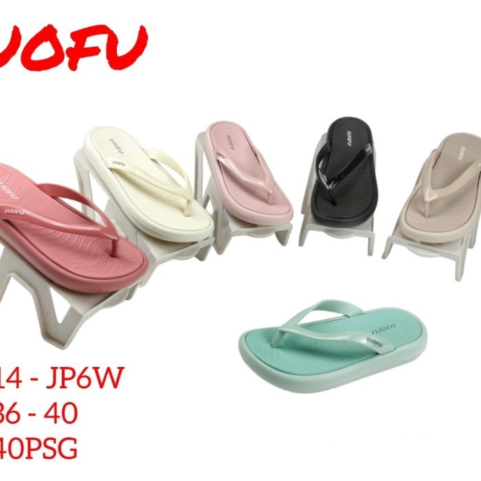 Sandal Jepit wanita Luofu Bantal Karet Jelly Kualitas  - Hitam, 36