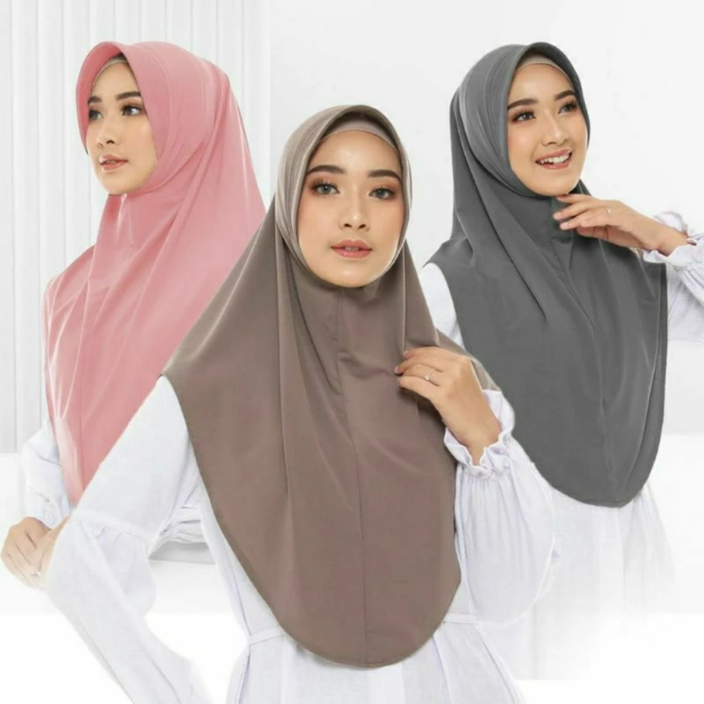 Hijab Bergo Pet Pinguin L / Hijab Instan Bergo Pet Size L Jersey | Jilbab Bergo Hamidah Ukuran L | K