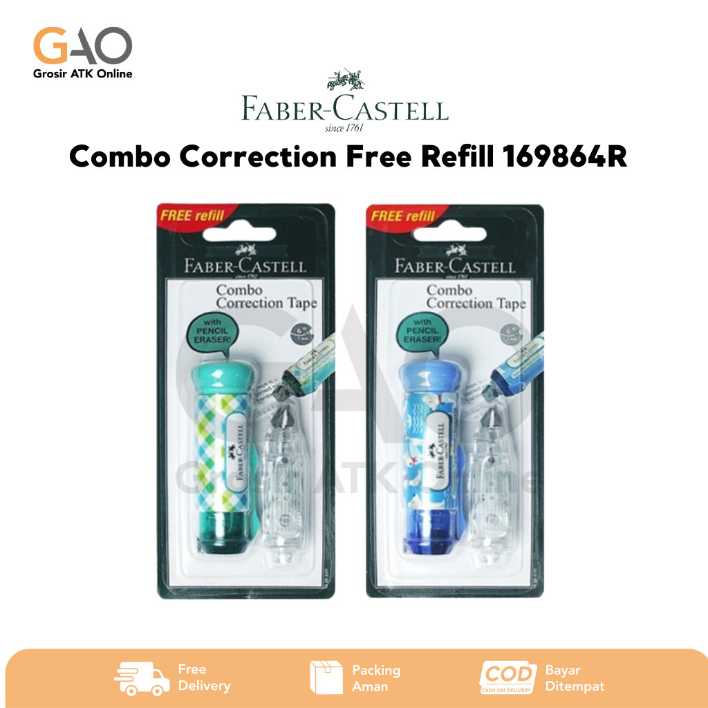 

Combo Correction Tape Tipe-X Faber-Castell 6m x 5mm Free Refill 169864R