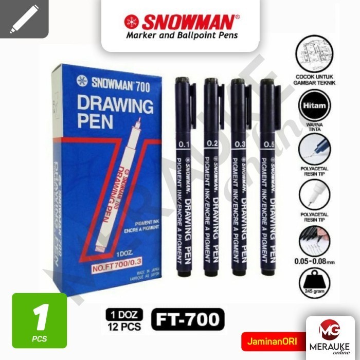 

Spidol SNOWMAN Drawing Pen - Hitam