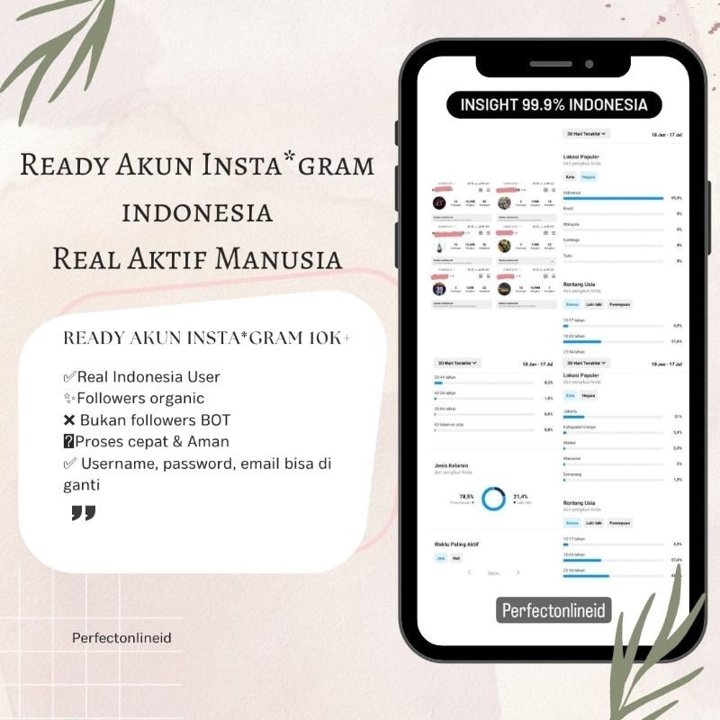 Ready Akun 10K+ Instagram Indonesia Aktif Permanen Followers+ Bonuss