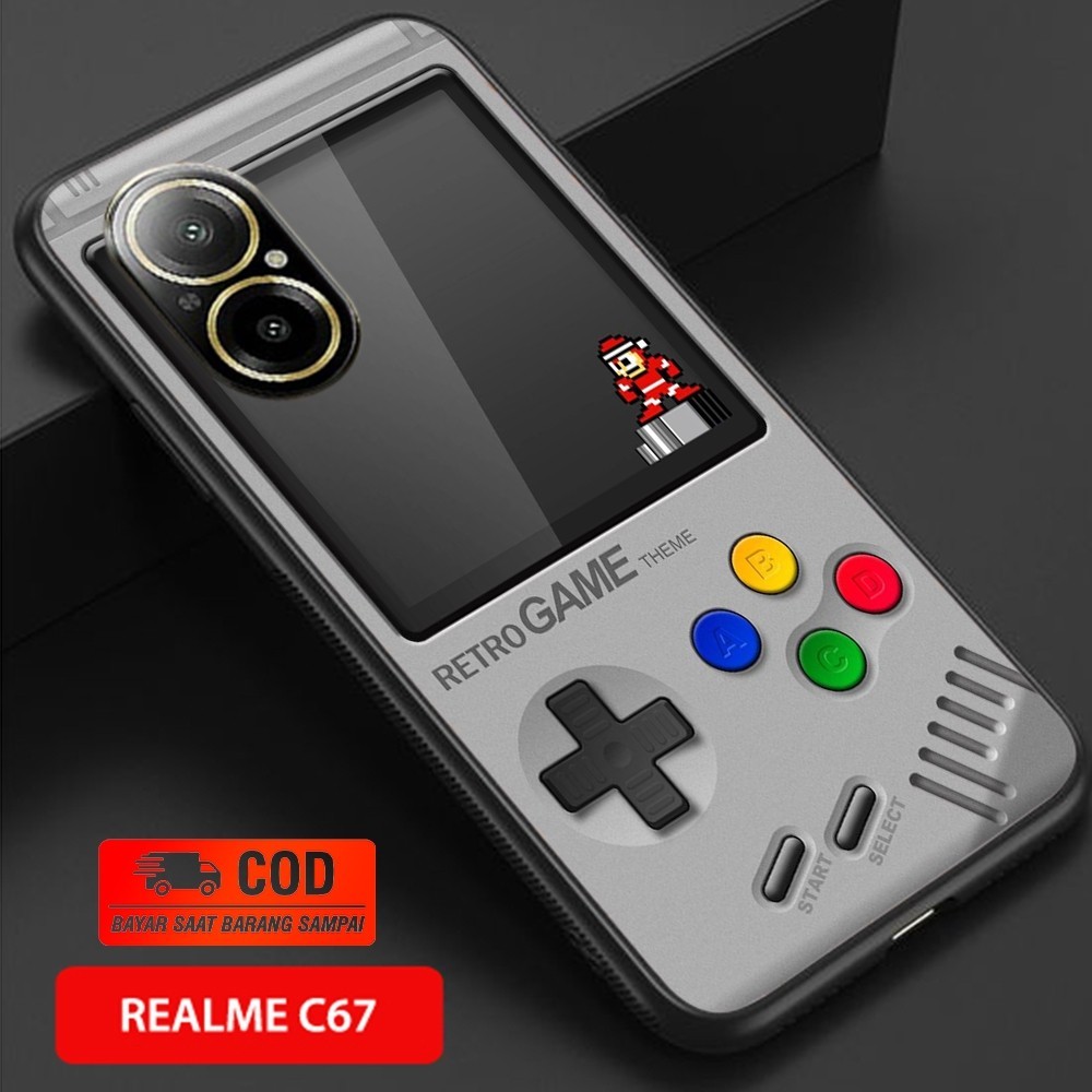 Case Kilau Glossy REALME C67 2023 NEW terbaru Fashion Casing GAMEBOY - Pelindung Hp Hardcase Softcas