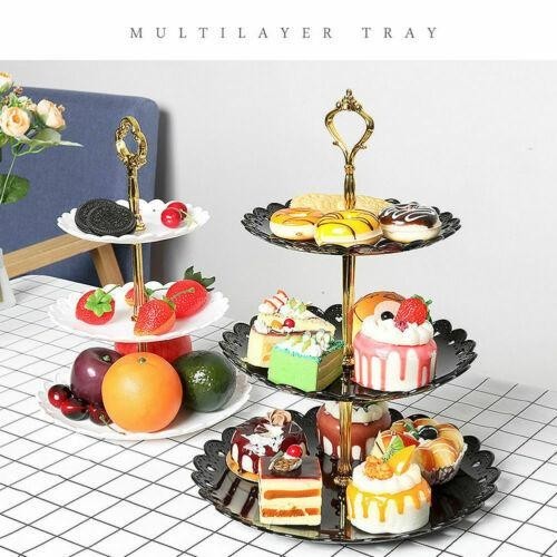 

Dekorasi Cake One Two Cups Rak Makan Kue Buah Cake Plate Stand Display - CF431 - Black