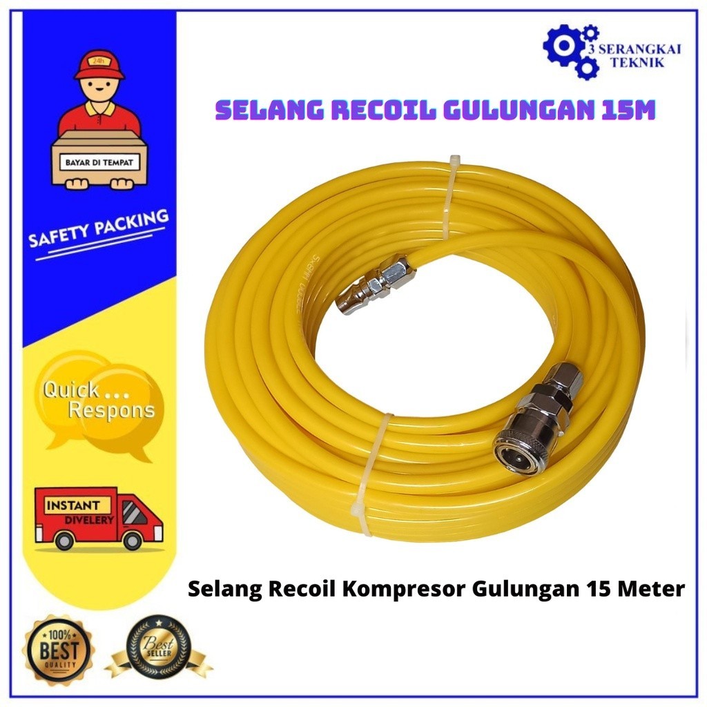 TSR - Selang Recoil Gulungan Selang Kompresor Angin Include Kopler Recoil Hose - PILIH PANJANG