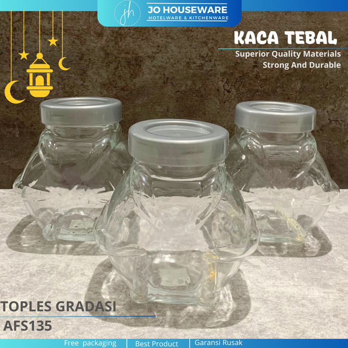 Toples kaca lebaran cantik murah / Toples kaca bening SET 3 PCS AF135