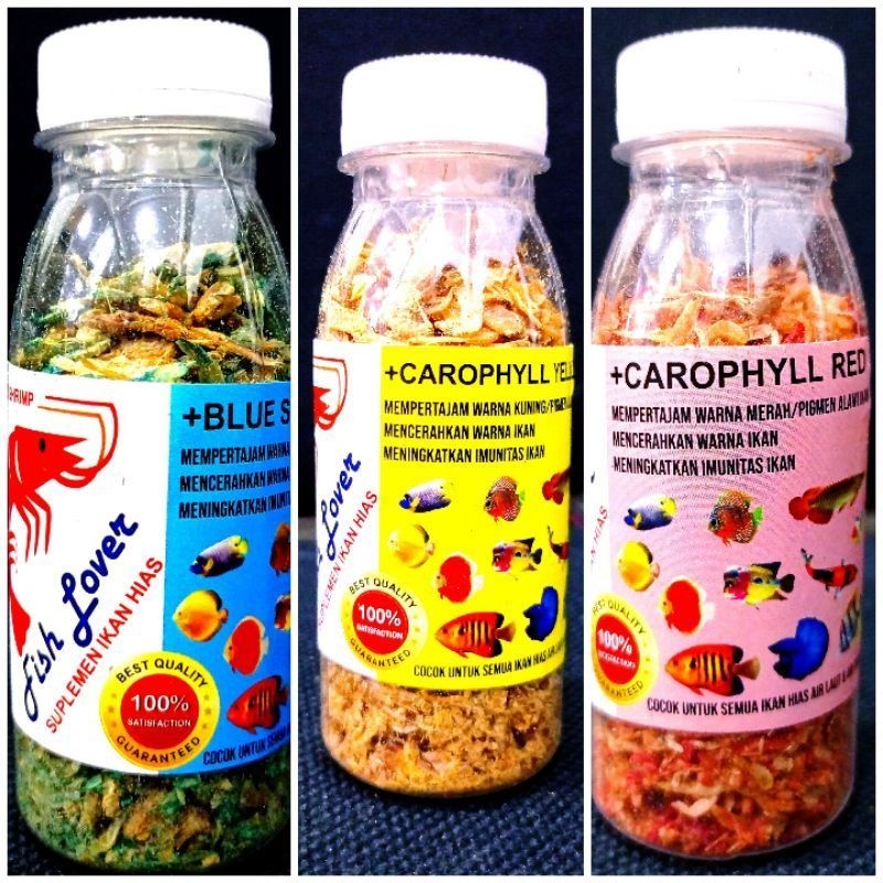 Udang super red yellow blue kering PREDATOR FISH + carophyll red grade A++ AA+ pakan chana original 