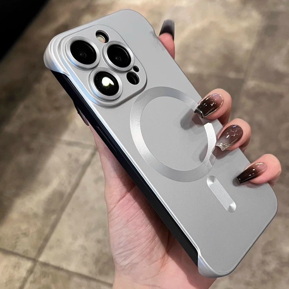 Casing Ultra Thin Frameless Matte Hard Case Pengisian magnetik Phone Case For iPhone 15pro 14pro 15 
