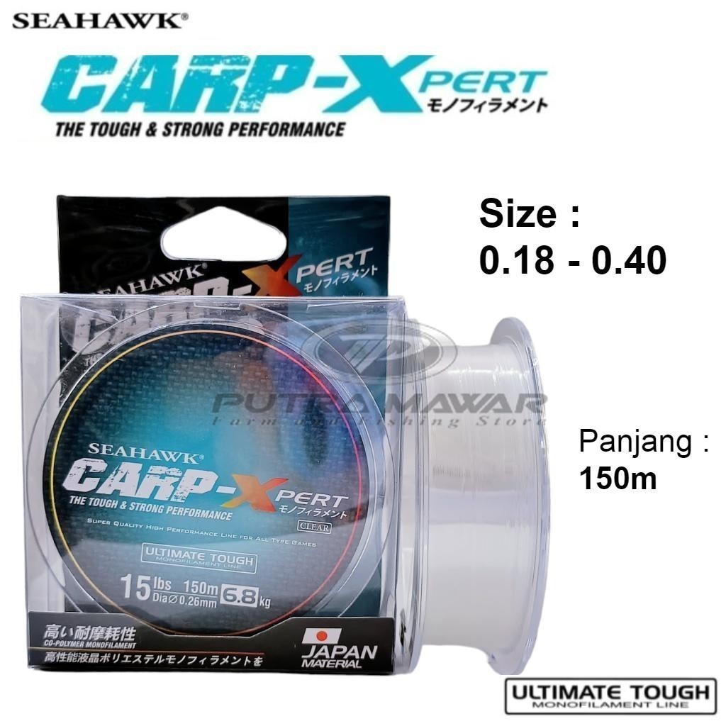 Seahawk Carp Xpert Panjang 150m Senar Kenur Pancing Ultimate Tough Monofilament Warna Clear Bening T