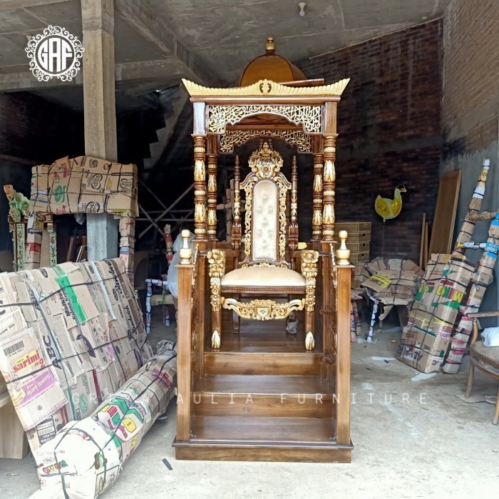 Mimbar masjid kayu jati pintu depan kursi mewah