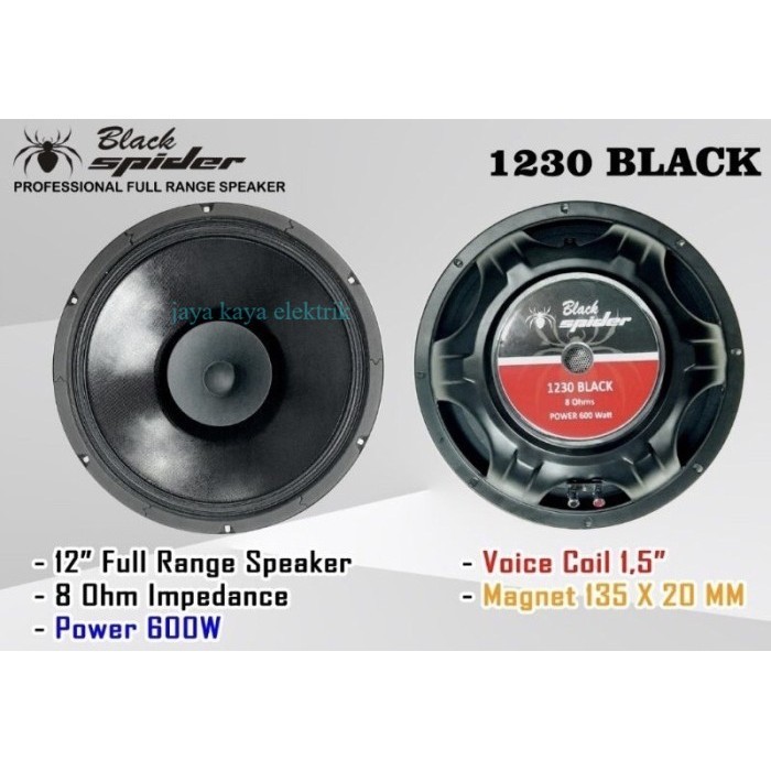 Speker Black Spider 12 inch BS - 1230 Black Full Range 600 Watt