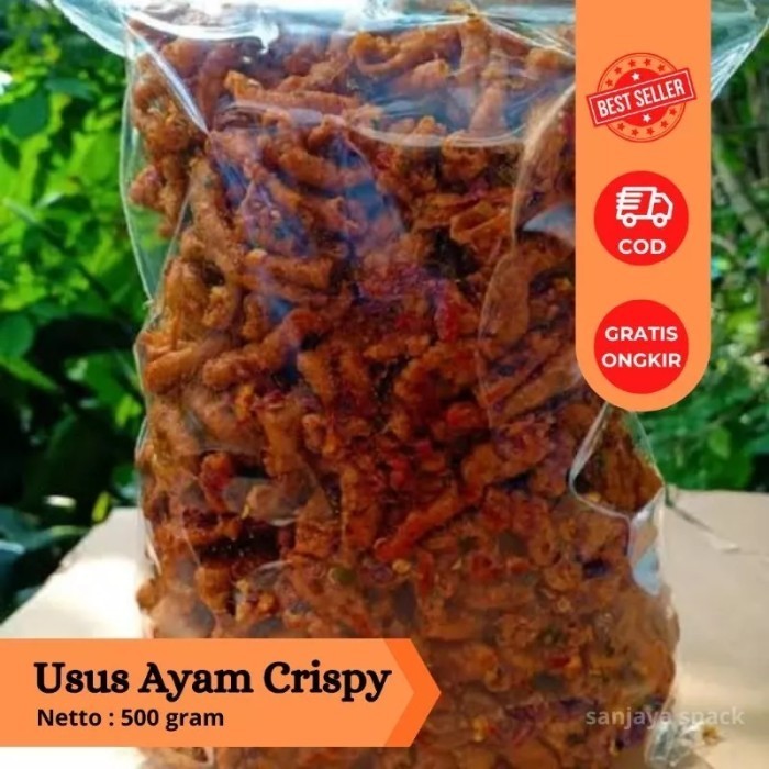 

New usus ayam crispy 500 gr/Usus pedas daun jeruk - Usus pdas 500gr