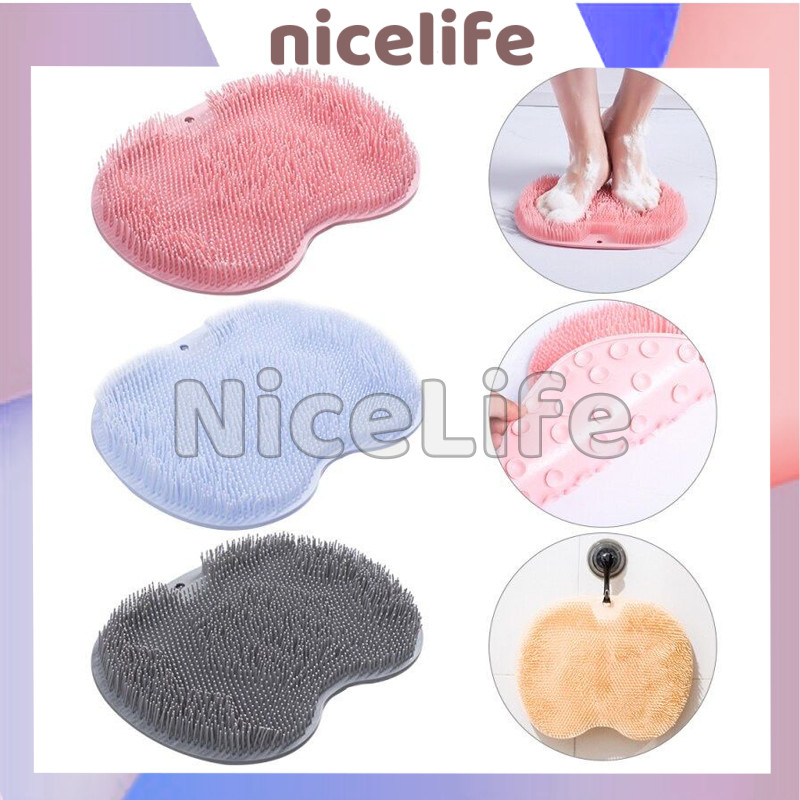 Sikat Pijat Kaki Bahan Silikon Anti Slip / Sikat Punggu Tempel Alat Exfoliating Silikon / Sikat Piji