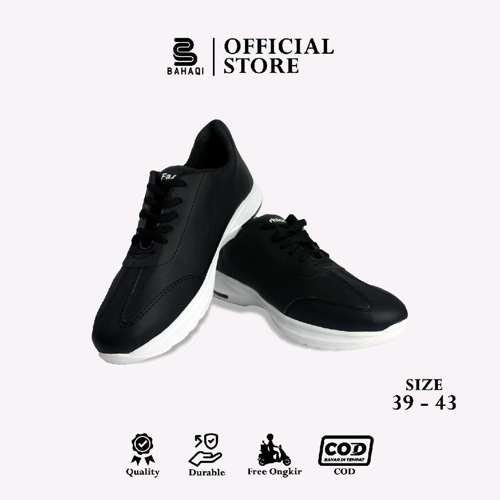 BAHAQI - Sepatu Sneakers Tristan Men's Shoes Round Toe Black Casual Pria