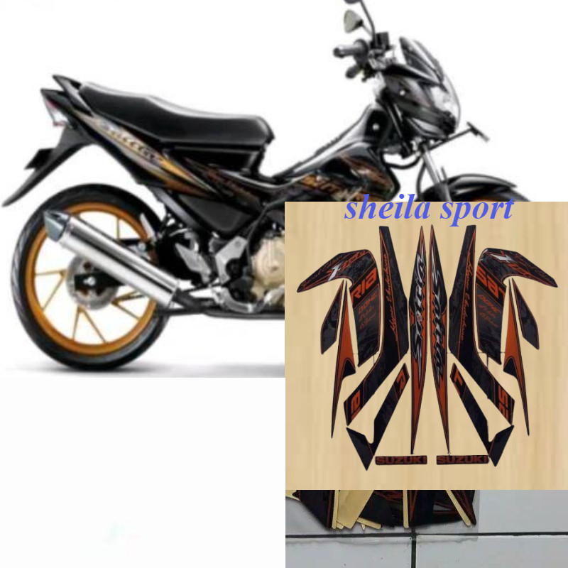 Striping sticker lis body suzuki satria f fu barong 150 se 2012 2013 hitam gold / Stiker motor satri
