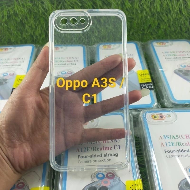 Case Bening Realme C1 Oppo A3s Casing silikon airbag space bening clear putih transparan