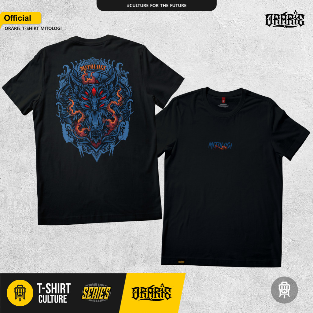 Orarie T Shirt Mitologi Hitam Kaos Katun Combed 24S