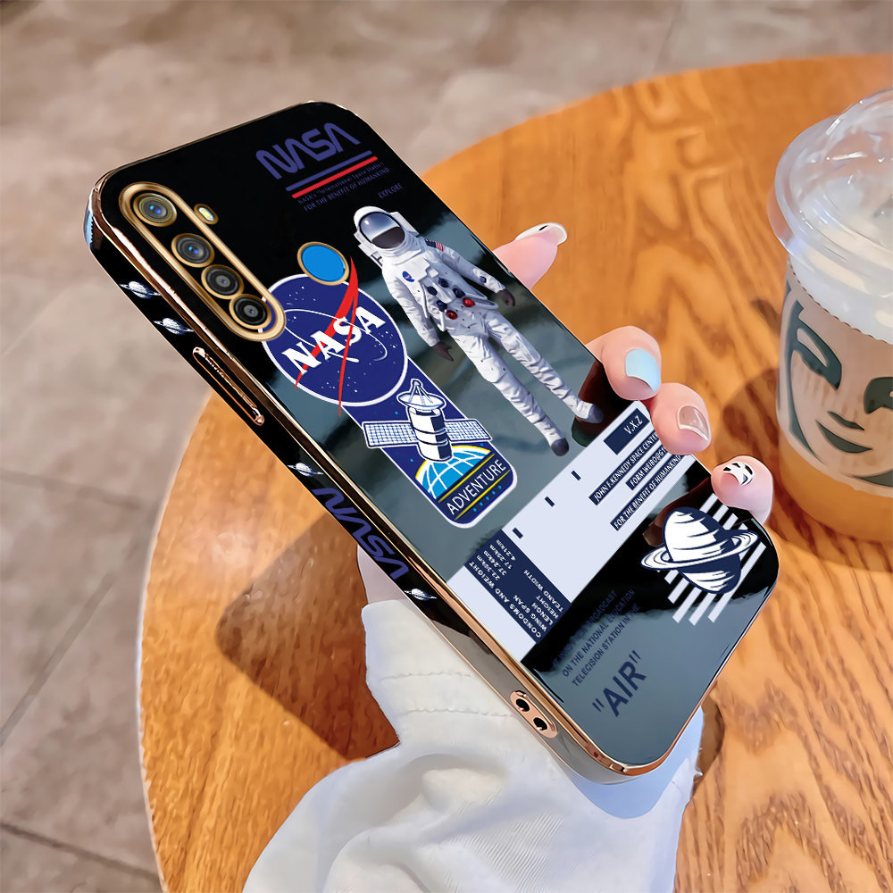 Casing Realme 5 6 Pro Realme 3 5S 5i 6i X X2 XT Luxury Plating TPU Softcase Nasa Astronaut Back Cove