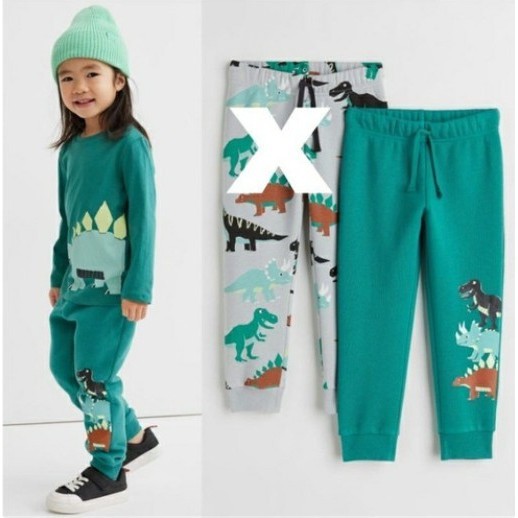 CELANA HM JOGGER HNM GREEN DINOSAURUS DINO ANAK LAKI LAKI