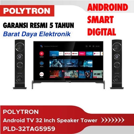 LED TV 32 Inch Polytron Full HD Android TV PLD-32TAG9855 LED Polytron Android Digital