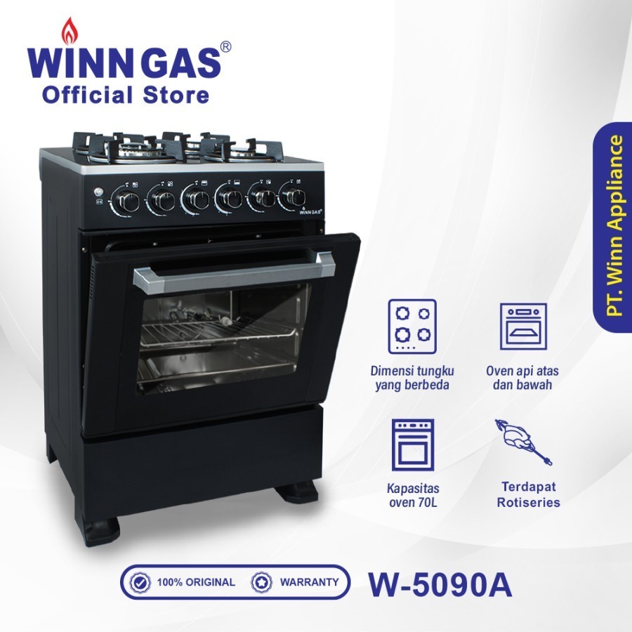 FROMO SPESIAL Winn Gas Kompor Freestanding + Oven Grill W 5090A - Hitam