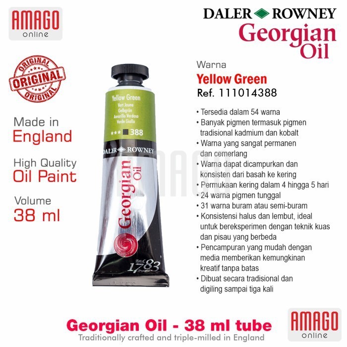 

Cat Minyak Lukis DALER-ROWNEY Georgian Oil 38 ml - Yellow Green - 111014388