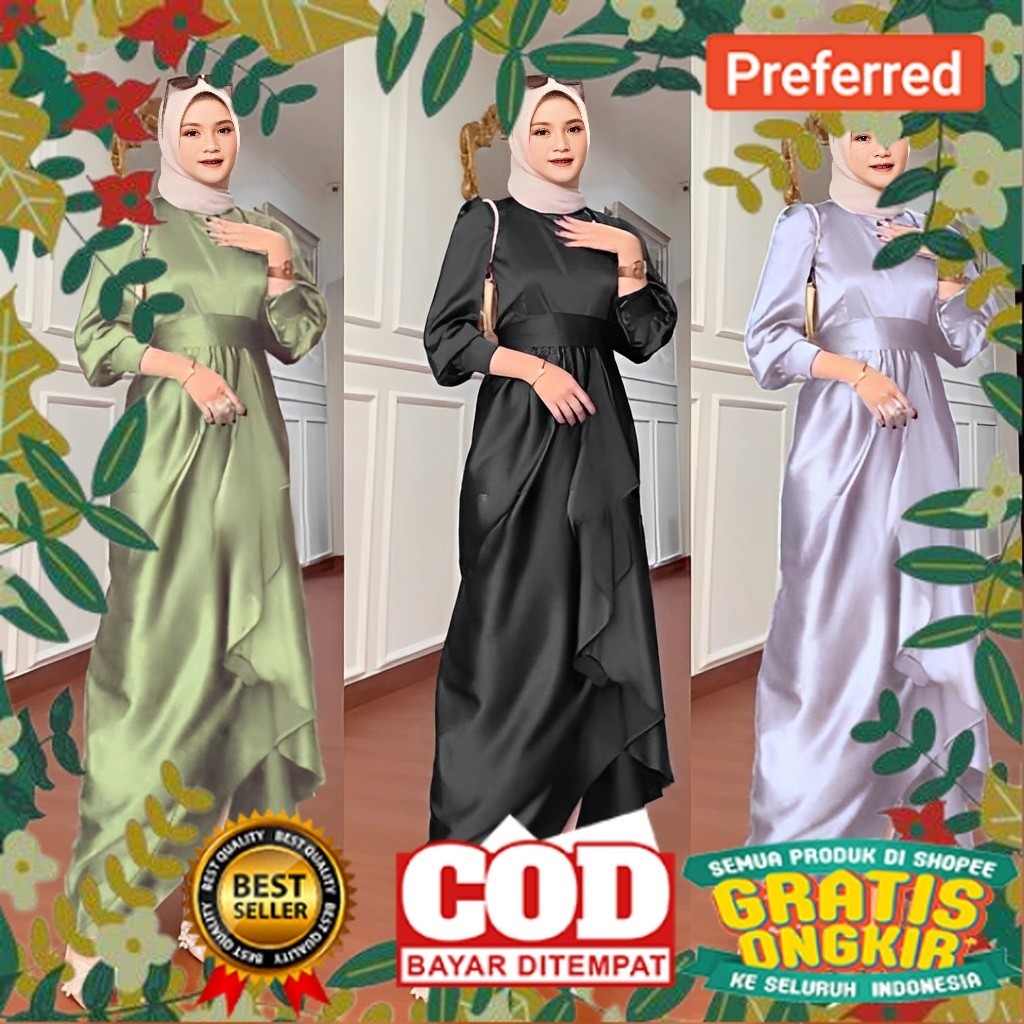 Jusi Dress Bridesmaid Satin Velvet Gamis Polos Elegan Baju Bridesmide Simple Dress Kondangan Baju Le