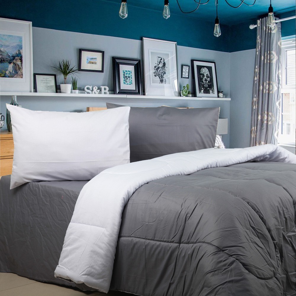 Sprei Bahan Katun Homemade semua Ukuran / Sierra - Sprei - Polos abu x putih