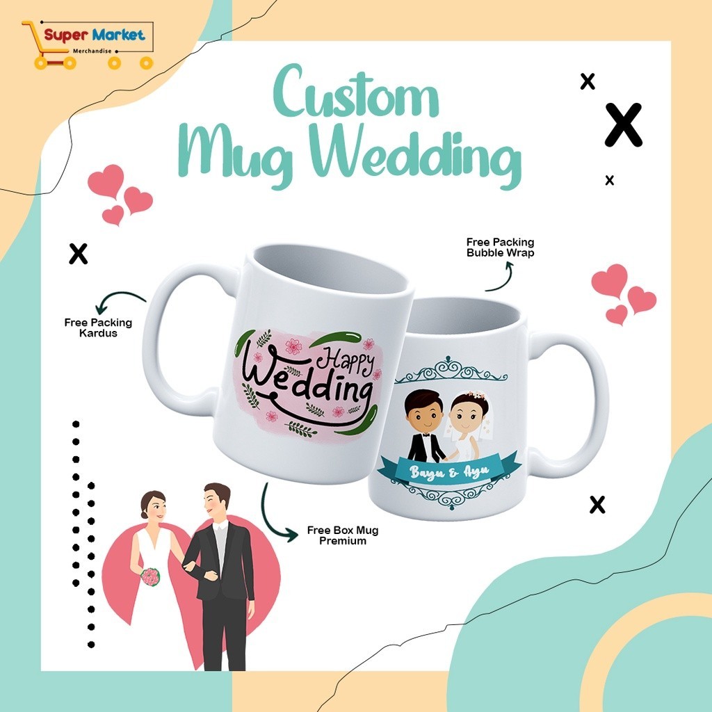 

WEDDING / MUG CUSTOM HAPPY WEDDING / SOUVENIR GELAS MURAH SELAMAT MENIKAH / KADO PERNIKAHAN / CETAK MUG CUSTOM MURAH/ Baru Mewah
