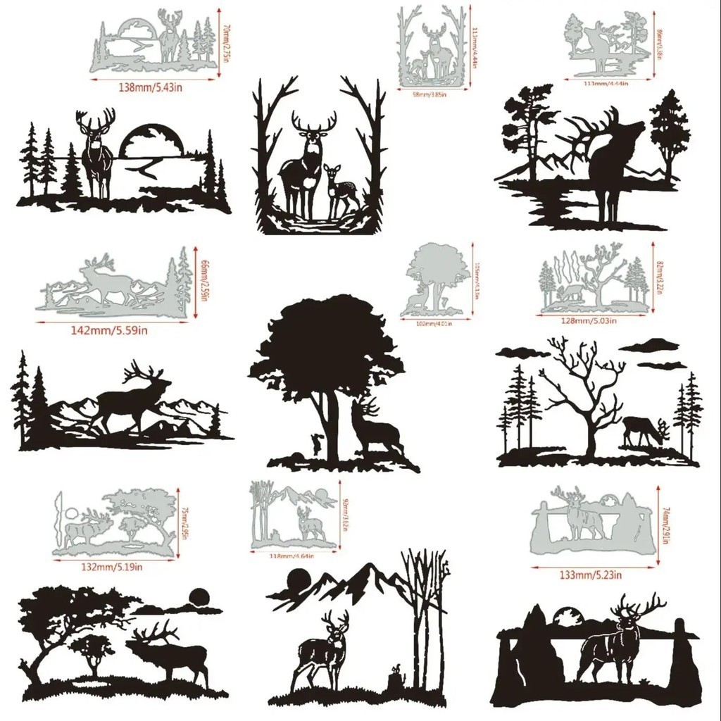 

New 2024 Metal Cutting Dies Forest tree elk diy Scrapbooking Photo Album Decorative Embossing PaperCard Crafts Dies