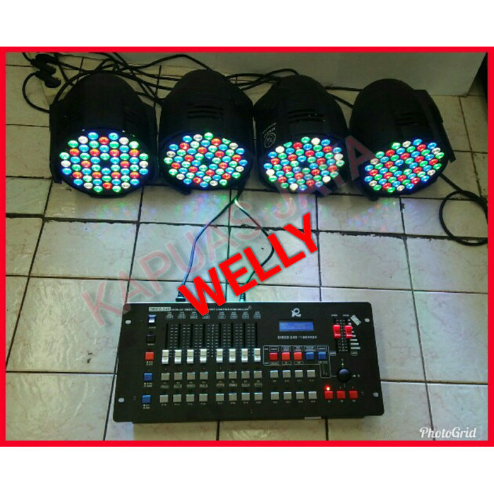 Big Ramadhan Sale Paket 4 Lampu Parled 54x3W RGBW + Mixer DMX DISCO 240 REDSUN