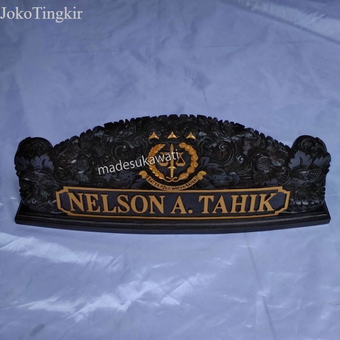 

53cm Papan nama meja nameplate kayu ukir bali lambang kejaksaan murah