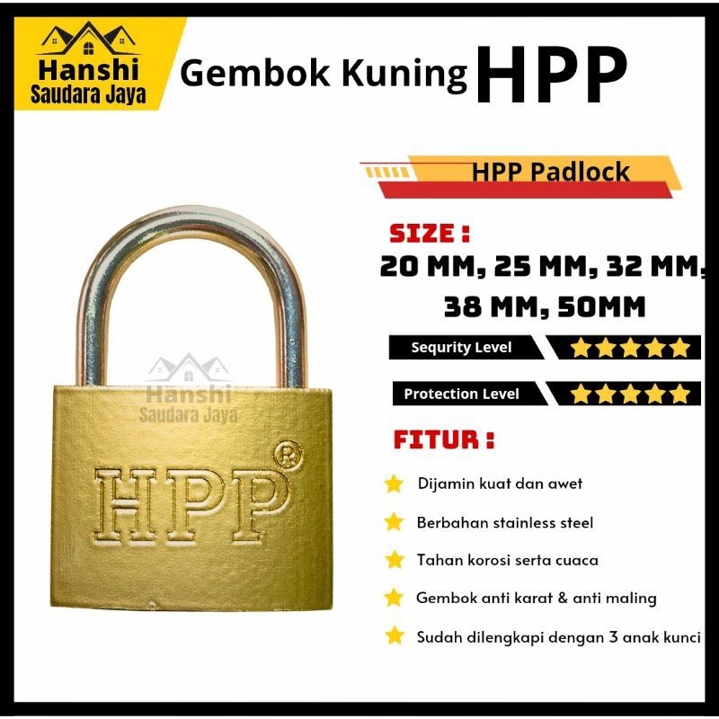 Gembok Kuning emas HPP Koper / Tas / Pagar / Kantor / Toko / Gudang
