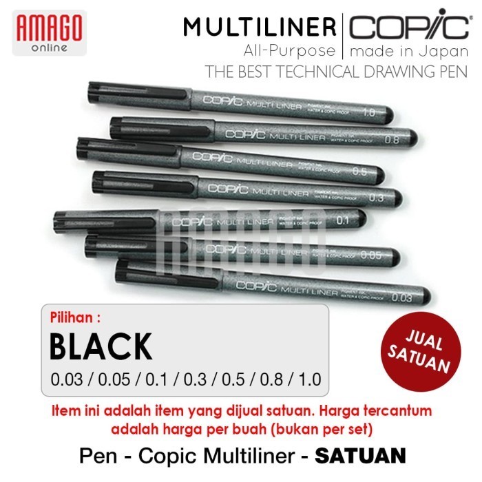 

COPIC MULTILINER BLACK - SATUAN 0.03/0.05/0.1/0.3/0.5/0.8/1.0 - CMBL - 0.8
