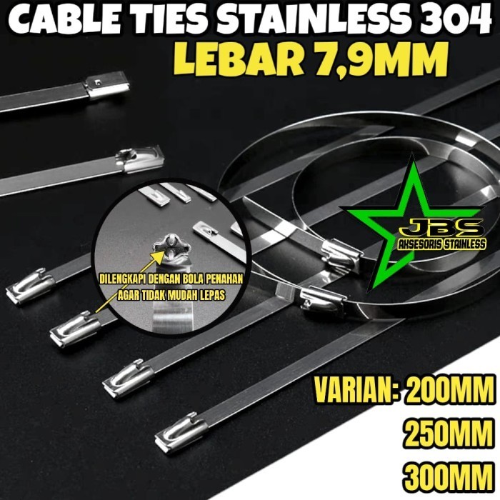 

KABEL TIES LEBAR 7,9MM STAINLESS 304 PANJANG 20/25/30CM TALI PENGIKAT