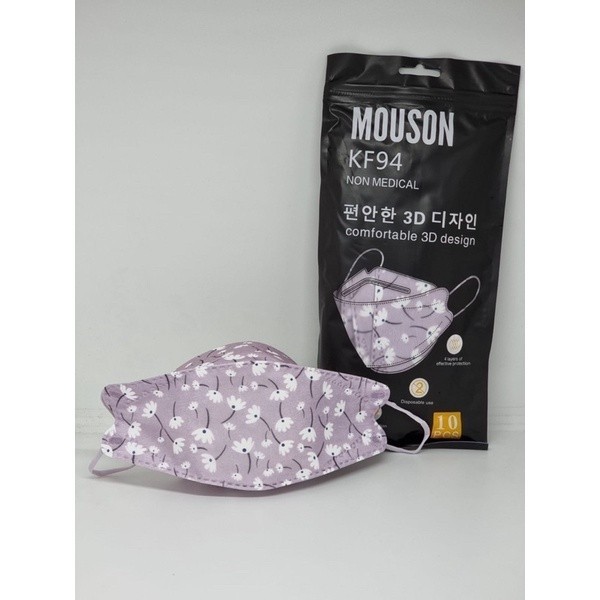 [HKR] MASKER KF94 KOREA 3D MOTIF KARAKTER MOUSON - BUNGA UNGU