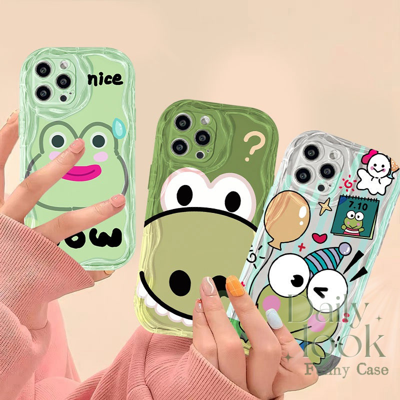 Funny Untuk For Infinix Smart 7 6 Plus Hot 30i 20i 9 8 10 11 12 20 30 Play NFC Note 30 12 Pro Tecno Shark GO 2023 10C Camon 20Pro 3D Wave Edge Kartun Cute Anime Frog Phone Case Soft Shockproof Cover