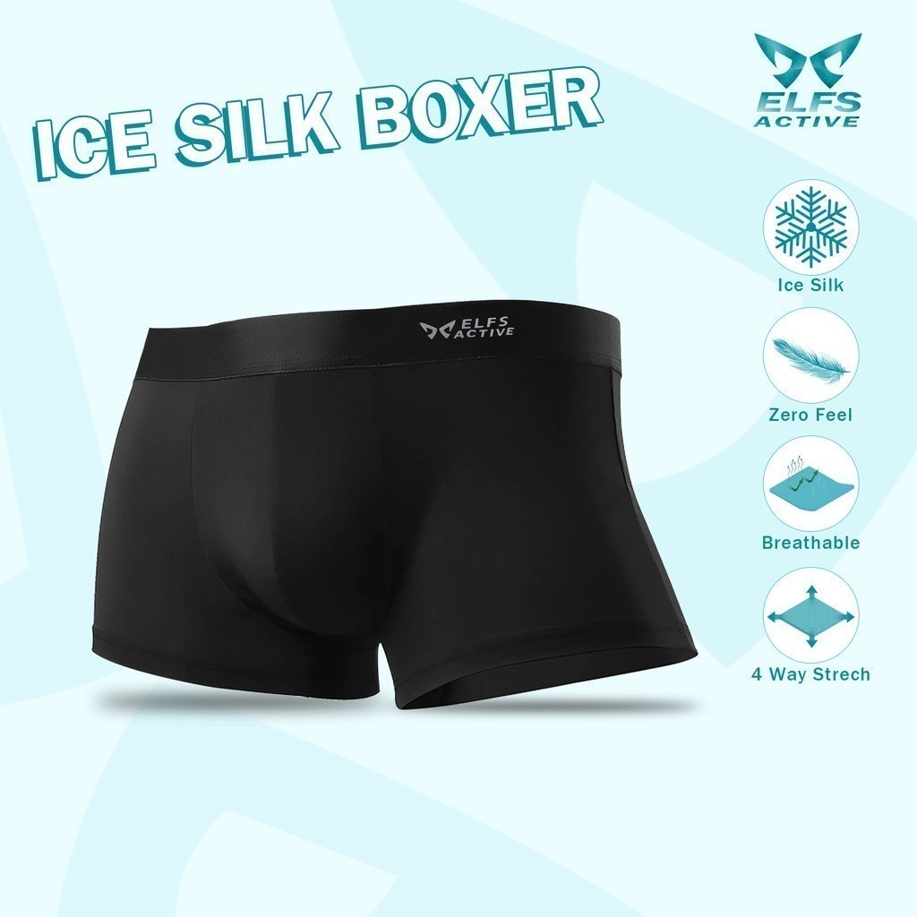 Elfs Active Men Ice Silk Boxer Briefs Celana Dalam Zero Gravity Feel