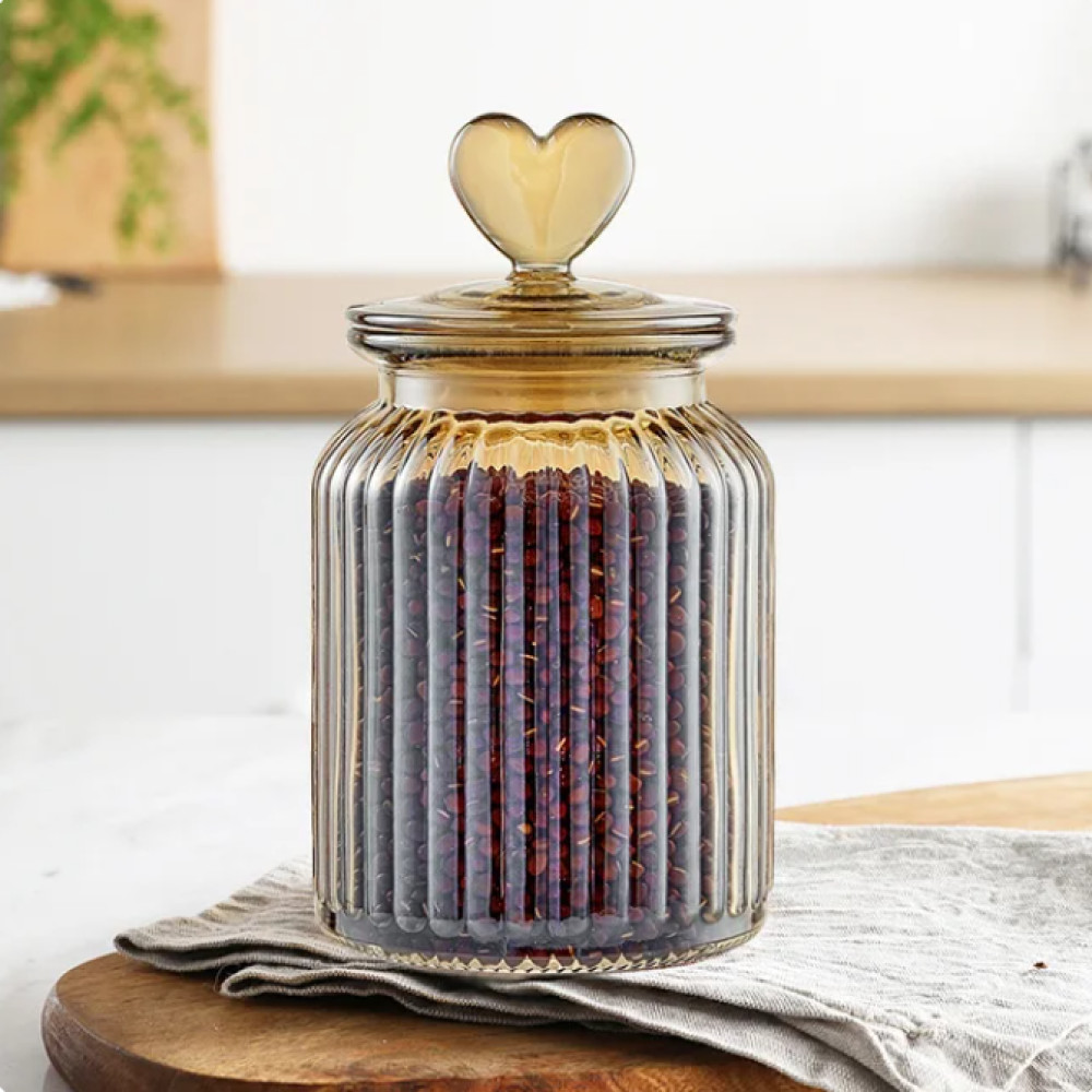 Toples Kaca Hias Cantik Penyimpanan Makanan Nastar Idul Fitri Kedap Udara 950ml