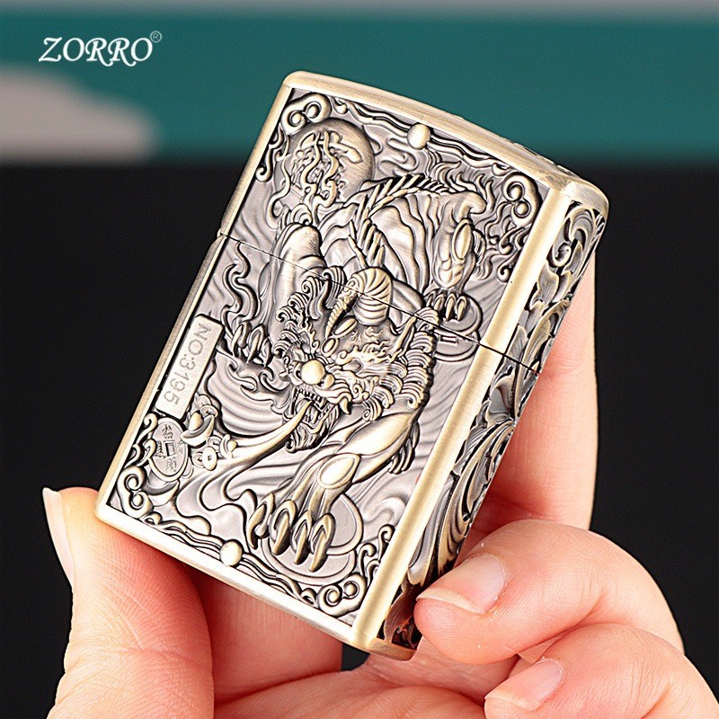 Korek Api roda Sumbu Minyak Zorro Lighter ZK-21-2 korek api Zorro motif timbul free box DGS