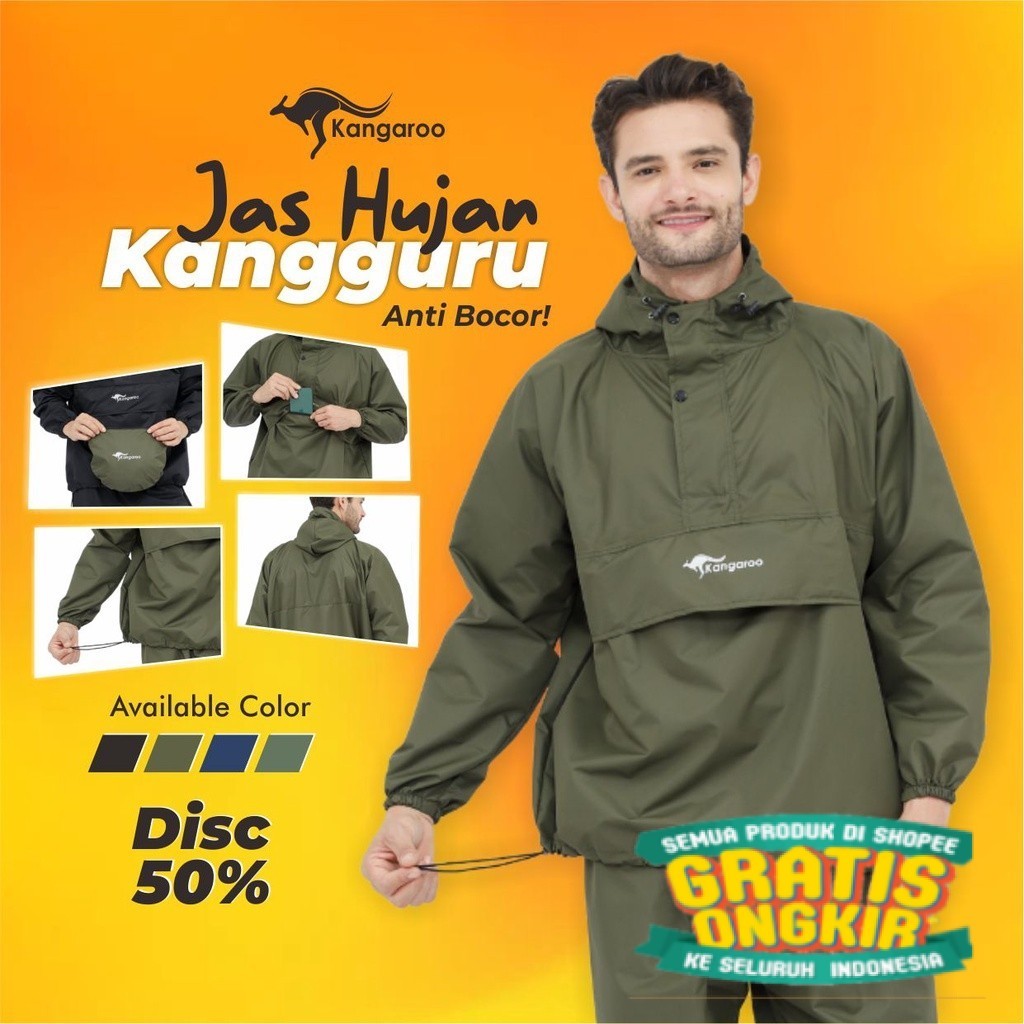Promo Akhir Tahun KANGAROO RAINCOAT Jas Hujan Kangguru Anti Tembus mantel Jas Hujan Pria Kanguru Jas